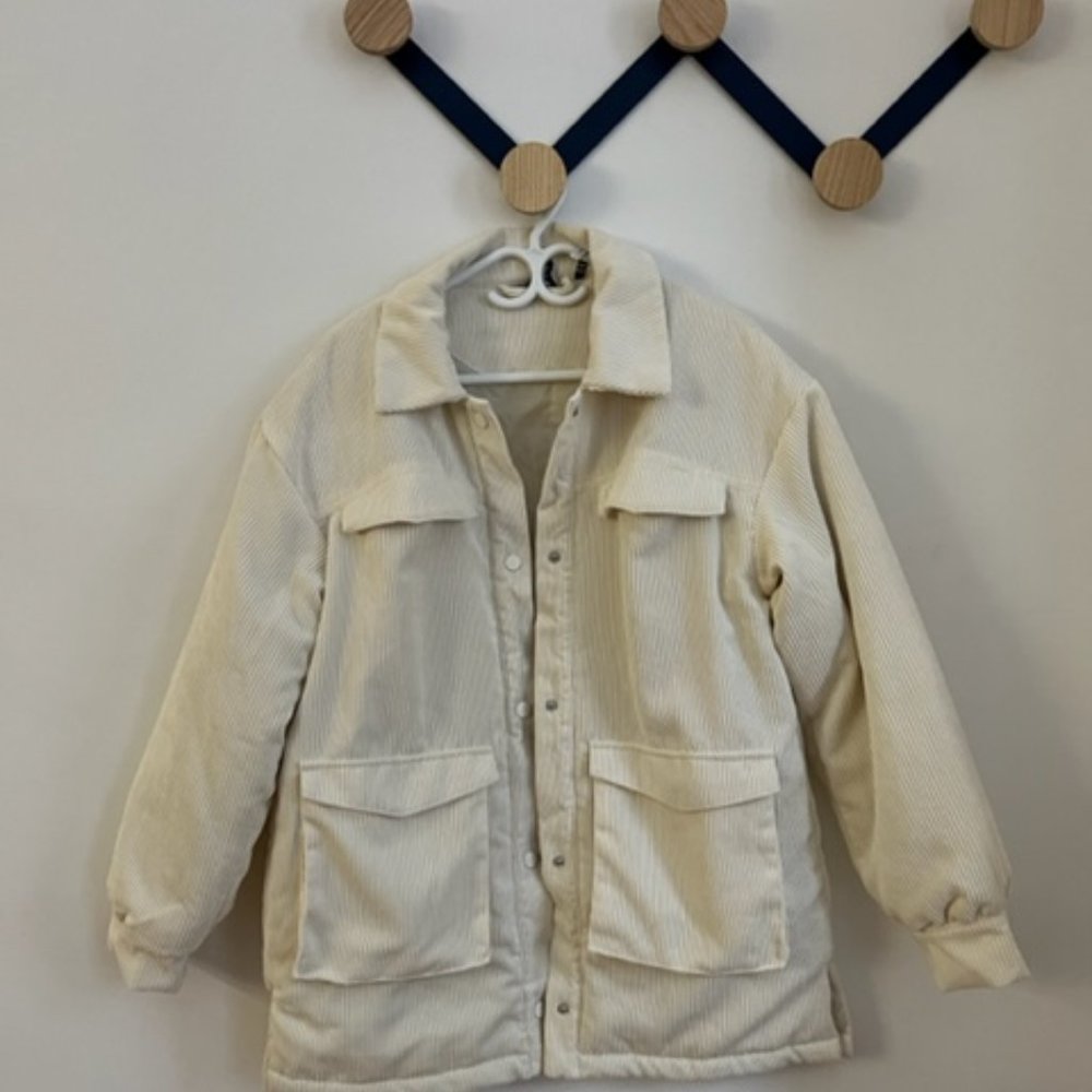 Corduroy puff jacket white